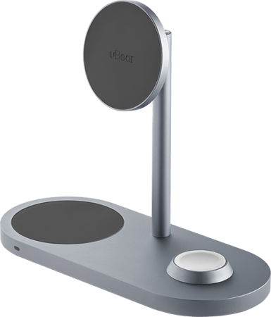 Беспроводное зарядное устройство uBear  Stage 3in1 Magnetic wireless charger, цвет: серый (WL07SG31-AD)