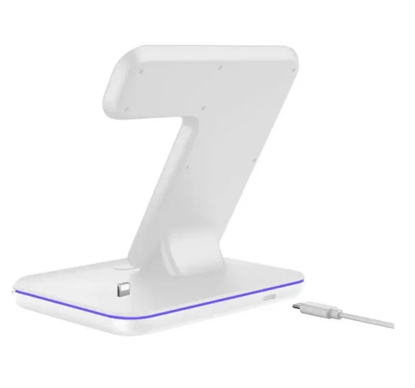 Беспроводная зарядная станция Qi Charger Station 15W 3in1, White
