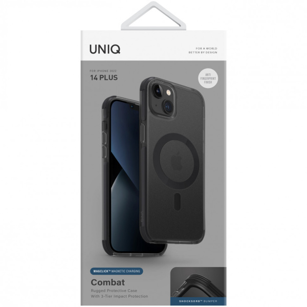 Чехол Uniq Combat AF MagSafe для iPhone 14 Plus, цвет Уголь (Charcoal)