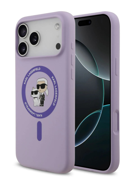 Чехол Lagerfeld Liquid Silicone NFT Karl & Choupette Hard Purple (MagSafe) для iPhone 17 Pro Max