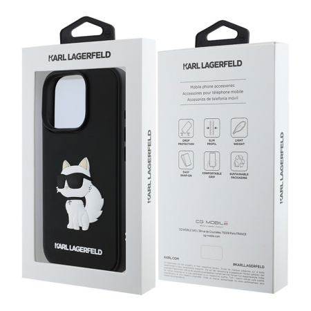 Чехол Karl Lagerfeld 3D Rubber NFT Choupette Black для iPhone 16 Pro Max, черный