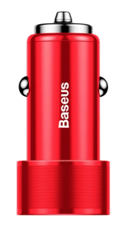 Baseus АЗУ Small Screw aluminium 2USB Quick charge 36W Red