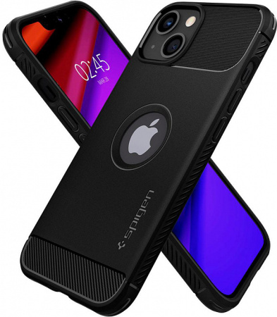 Чехол Spigen Rugged Armor для iPhone 13 Matte Black, цвет Черный матовый (ACS03518)