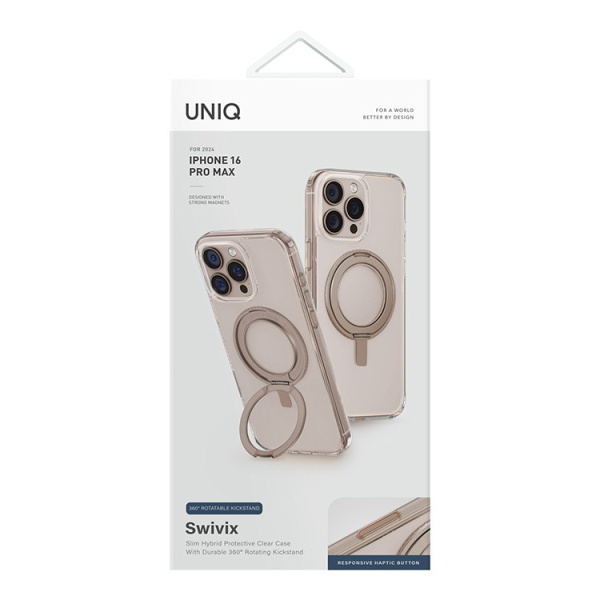 Чехол Uniq Swivix with 360-Rotating stand Taupe Gold (Magsafe) для iPhone 16 Pro Max