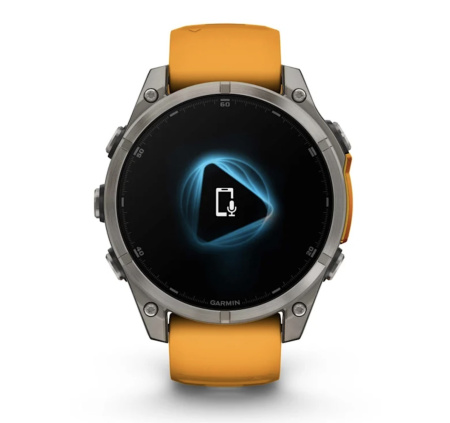 Смарт часы Garmin Fenix 8, 47 мм, AMOLED, Sapphire Titanium with spark orange/graphite silicone band