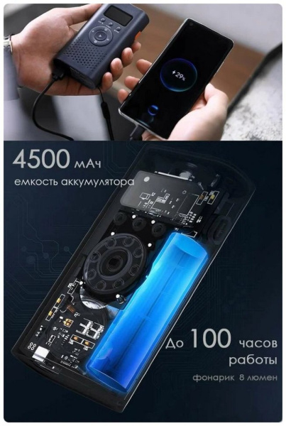 Многофункциональное устройство NexTool Natuo Leiyin Emergency Kit 6в1 (Фонарь, радио, внешний аккумулятор)