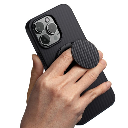 Чехол Uniq KEVA AIR Kevlar + GripFit Premium Mount Black (MagSafe) для iPhone 16 Pro Max