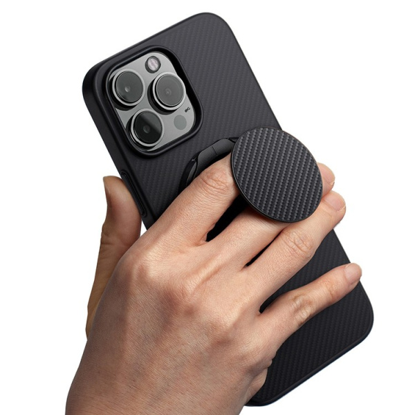 Чехол Uniq KEVA AIR Kevlar + GripFit Premium Mount Black (MagSafe) для iPhone 16 Pro Max