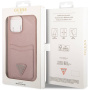 Чехол CG Mobile Guess PU Saffiano Double cardslot w Metal triangle logo Hard для iPhone 14 Pro, цвет Розовый