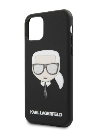 Чехол CG Mobile Karl Lagerfeld PU Leather Iconic Karl Hard Glitter для iPhone 11 Pro, цвет Черный (KLHCN58GLBK)