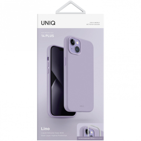 Чехол Uniq LINO для iPhone 14 Plus, цвет Лавандовый (Lavender)