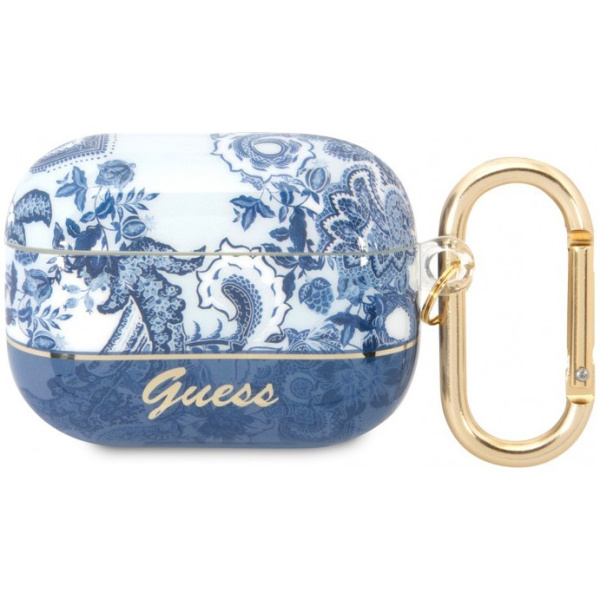 Чехол с карабином Guess TPU Toile de Jouy для AirPods Pro, цвет Синий (GUAPHGPLHB)