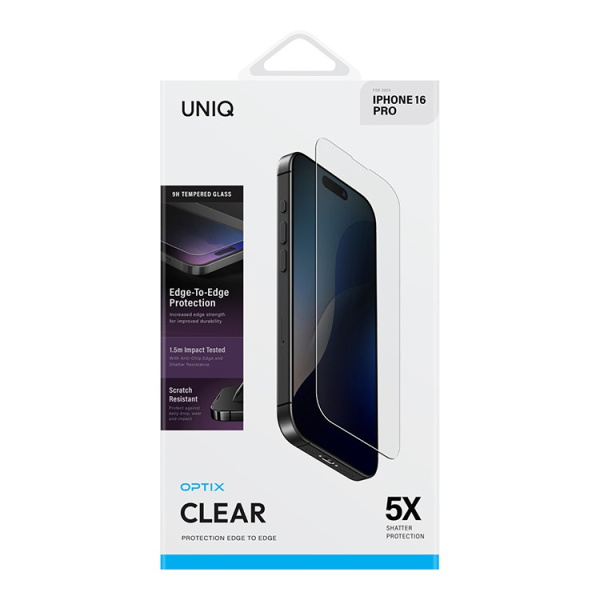 Защитное стекло Uniq OPTIX Clear (+installer) для iPhone 16 Pro