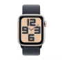 Apple Watch SE (2024), 40 мм корпус из алюминия цвета «Starlight», ремешок Sport Loop цвета «Ink»