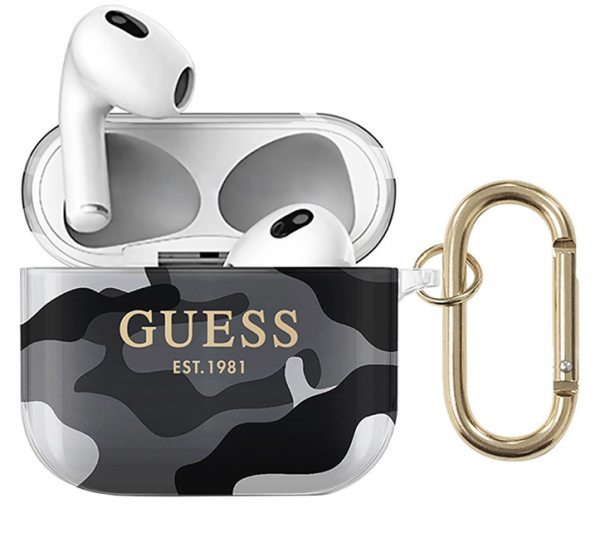 Чехол с карабином CG Mobile Guess TPU для AirPods 3, цвет Черный камуфляж (GUA3UCAMG)