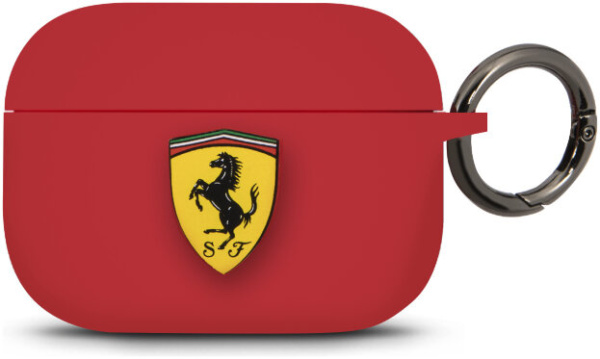 Чехол с карабином CG Mobile Ferrari Silicone case with ring для AirPods Pro, цвет Красный (FEACAPSILGLRE)