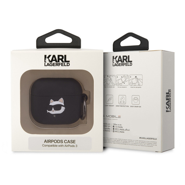 Чехол Karl Lagerfeld Silicone case with ring NFT 3D Choupette для Airpods 3 (2021),цвет черный (KLA3RUNCHK)
