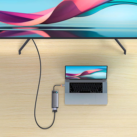 Хаб Baseus Metal Gleam Series 8-in-1 Multifunctional Type-C HUB Docking Station (WKWG050013)