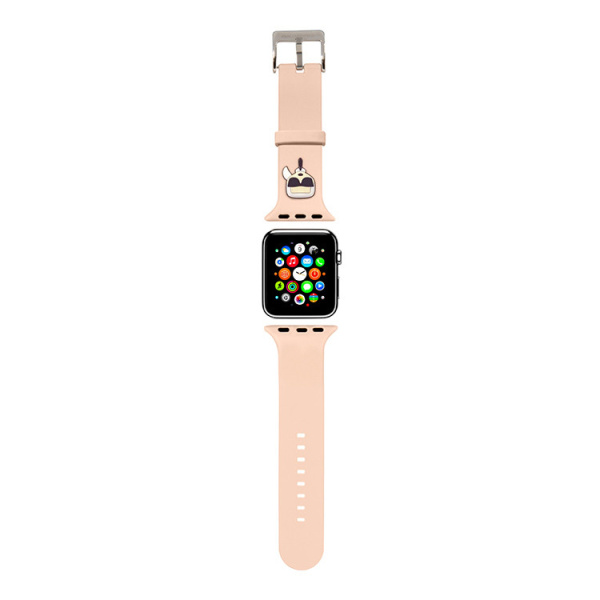 Ремешок Karl Lagerfeld Silicone Karl head для Apple Watch 41/40/38 mm, цвет розовый (KLAWMSLKP)