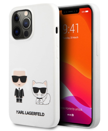Чехол CG Mobile Karl Lagerfeld Liquid silicone Karl & Choupette Hard для iPhone 13 Pro, цвет Белый (KLHCP13LSSKCW)