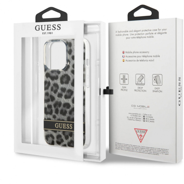 Чехол CG Mobile Guess PC/TPU Leopard Hard для iPhone 13 Pro Max, цвет Серый (GUHCP13XHSLEOK)