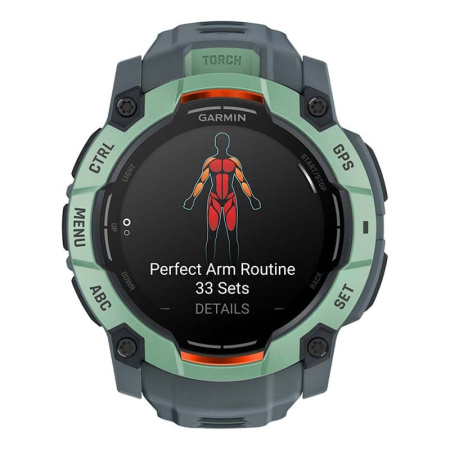 Смарт часы Garmin INSTINCT 3 AMOLED 50мм Neo Tropic, зеленый с серым ремешком