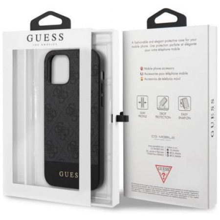 Чехол CG Mobile Guess 4G PU Stripe Metal logo Hard для iPhone 12 Pro Max, цвет Серый (GUHCP12LG4GLGR)